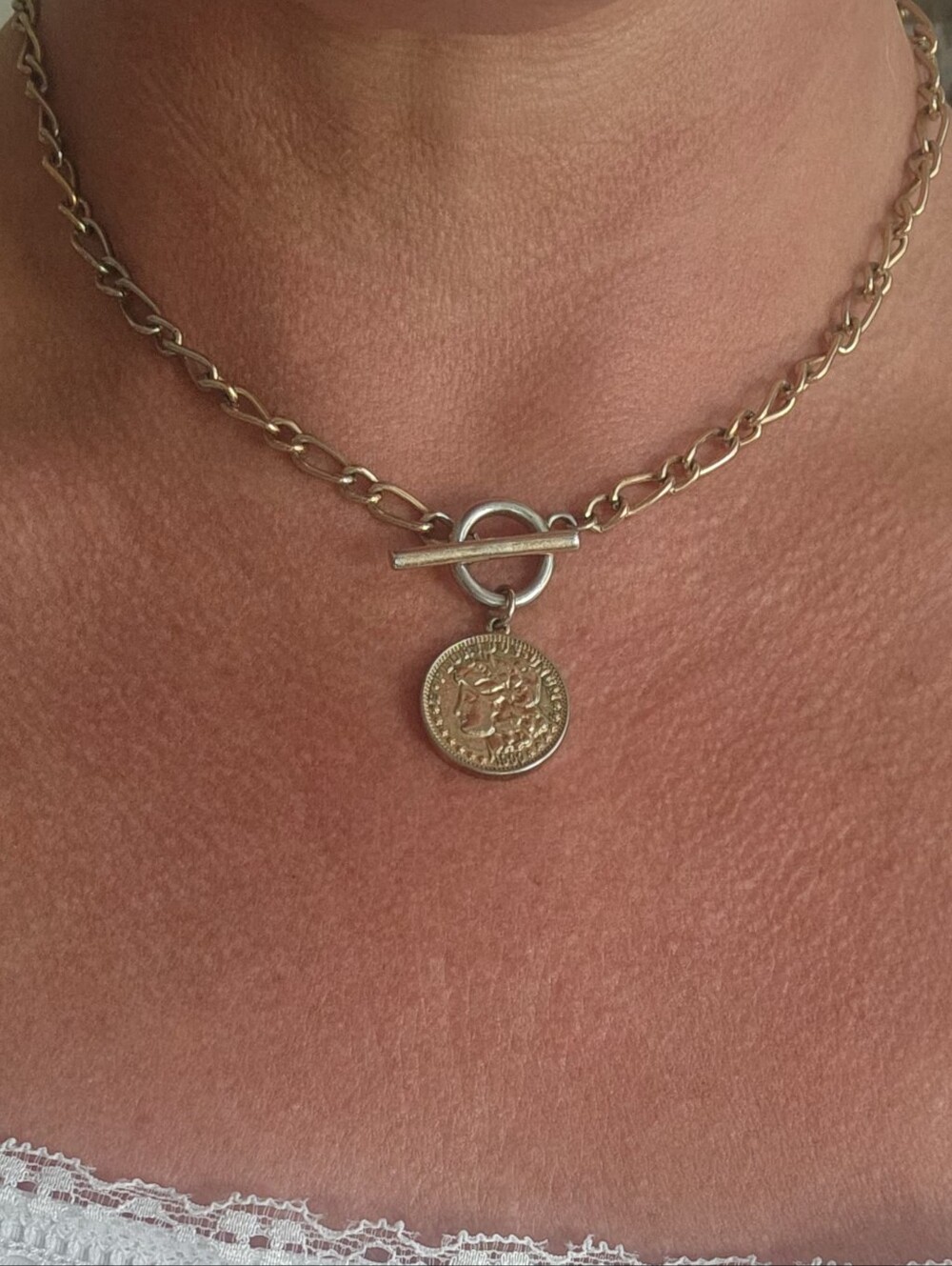 Gold-Tone Coin Pendant Toggle Necklace - Women